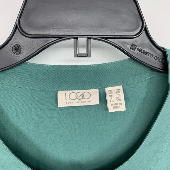 LOGO Lori Goldstein Top Button Front Tunic Roll Tab Waist Seam - Picture 4 of 12